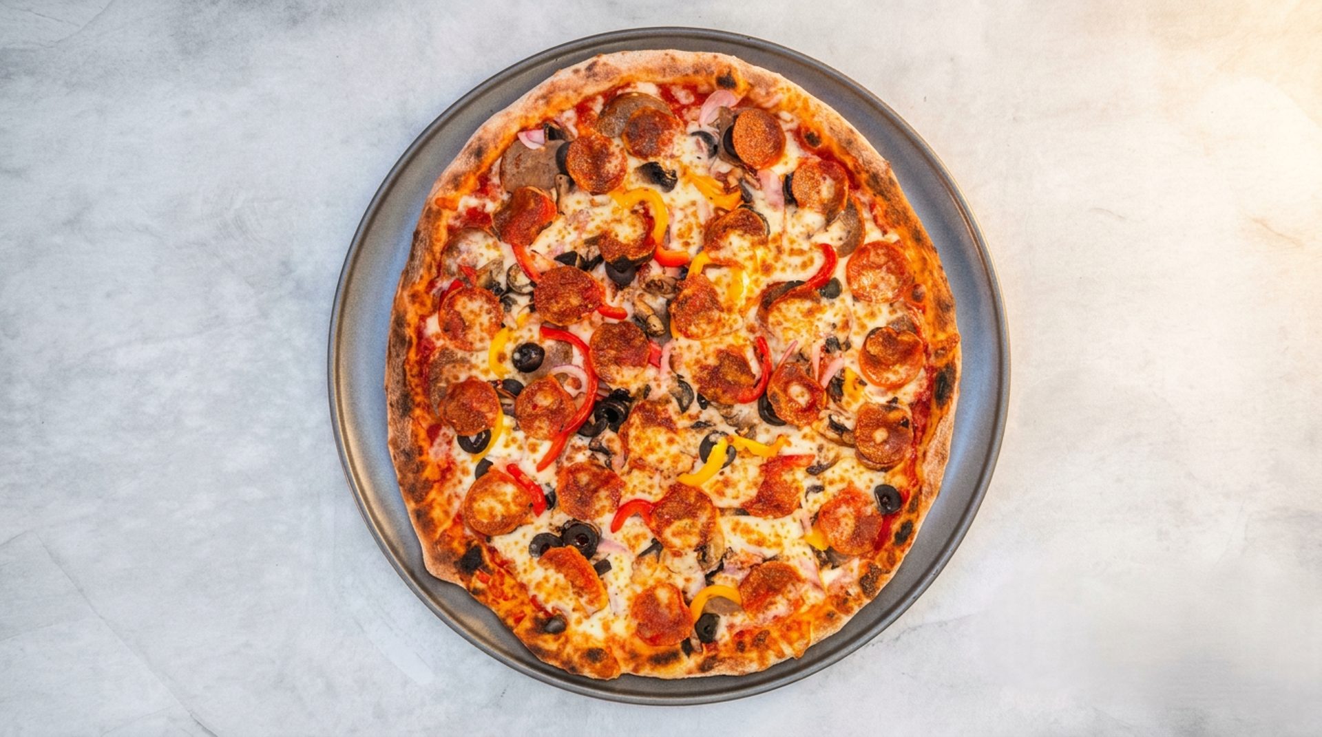 Fourteen-inch wood-fired pizzas