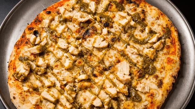 Chicken Pesto Pizza.